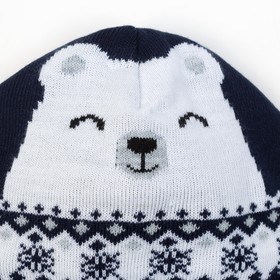 

Шапка вязаная Крошка Я "Мишка со снежинкой", синий, р. 46