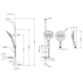 

Стойка душевая Lemark LM8072C, 560 мм с лейкой 3-ф., мыльницей и шлангом 1,5м, цвет хром