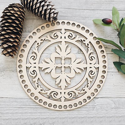 Заготовка для вязания "Круг Ажурный АК6" фанера 3мм 15 см