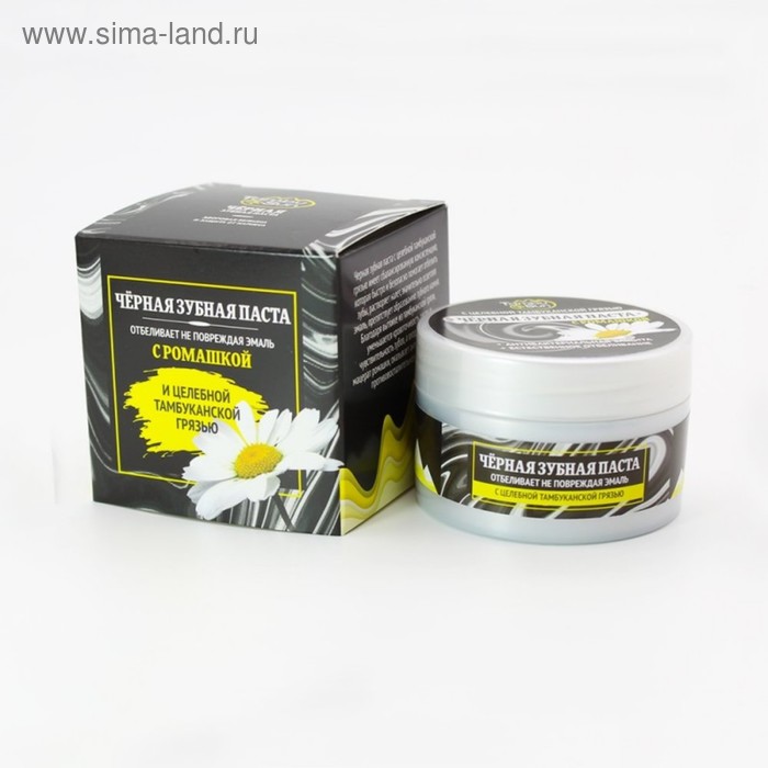 Зубная паста Tambu Sun с экстрактом ромашка, органическая, чёрная, 70 мл.