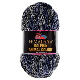 

Пряжа "Dolphin animal colors" 100% полиэстер 90м/100гр (83113 серо-сине-черный)