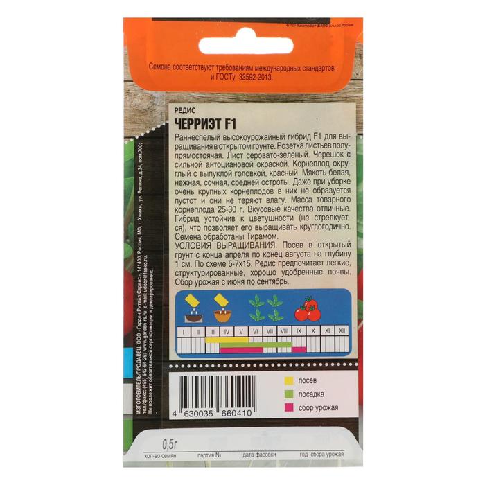 

Семена Редис "Черриэт" F1, 0,5 г
