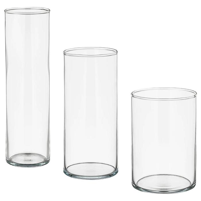 фото Набор ваз цилиндр, 3 шт, прозрачное стекло ikea