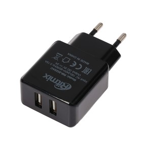 

Сетевое зарядное устройство Ritmix RM-2025AC BLACK , 2 USB, 2 А, черное