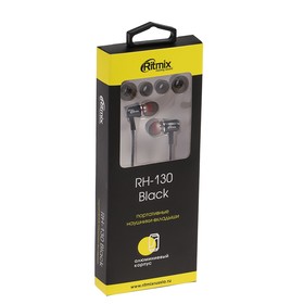 

Наушники Ritmix RH-130, вакуумные, 92 дБ, 32 Ом, 3.5 мм, 1.2 м, черные
