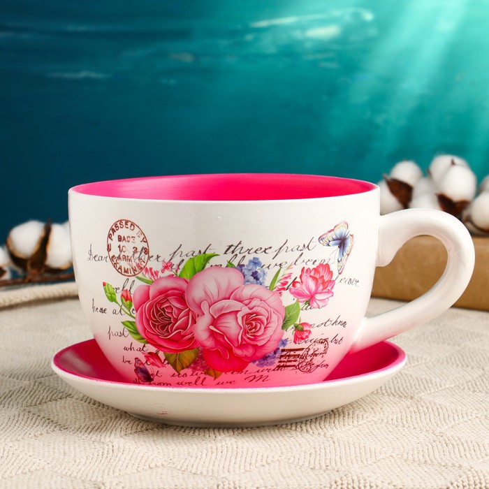 Горшок в форме чашки Эмма розы, 19х15х10см