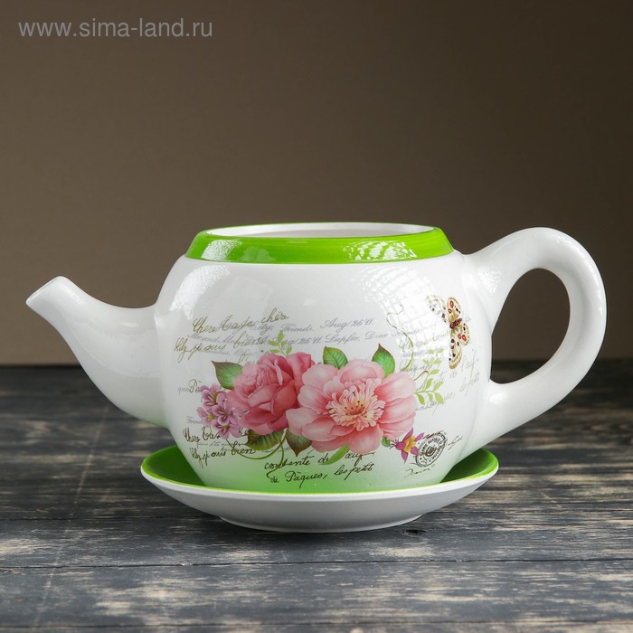фото Горшок цветочный в форме чайника "цветы" 32*18*15 см take it easy