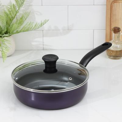 Сотейник Tefal Cook Right, пластиковая ручка, стеклянная крышка, антипригарное покрытие, d=24 см, 2,5 л, цвет фиолетовый