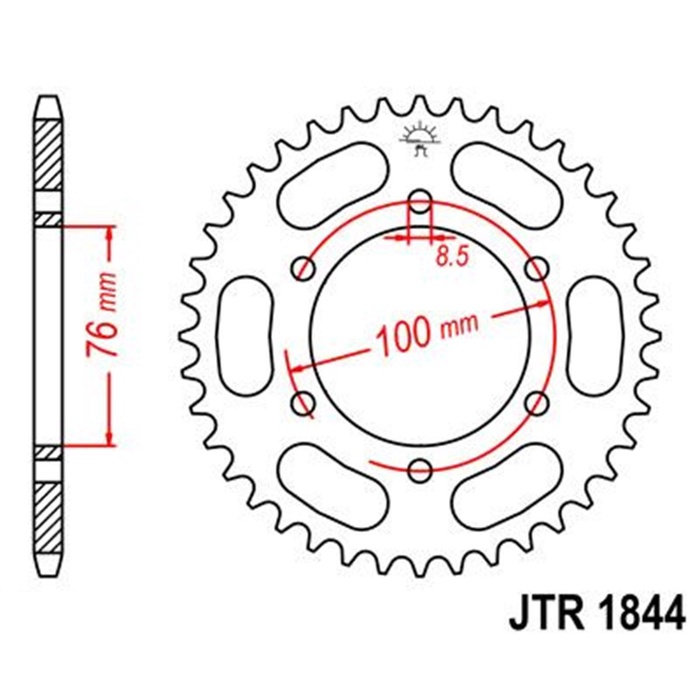 

Звезда задняя, ведомая JTR1844, цепь 428, 48 зубьев