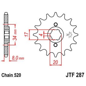 

Звезда передняя, ведущая JTF287, стальная