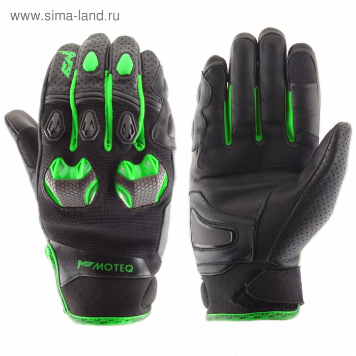 фото Перчатки кожаные stinger флуоресцентно-зеленые, s moteq