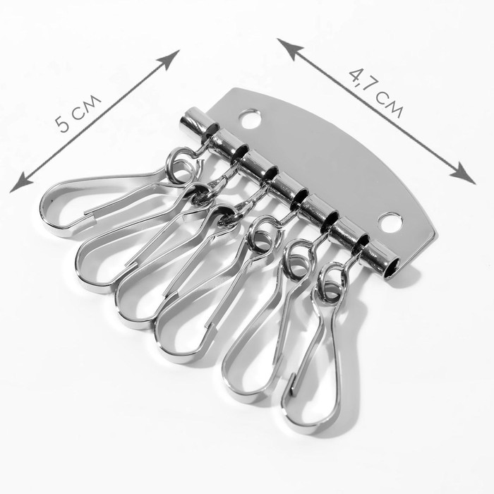 Карабины для ключницы, 6 шт, 52 × 50 мм, цвет серебряный