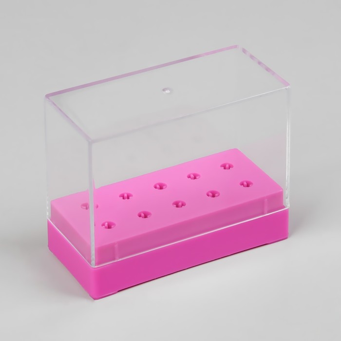 Подставка под фрезы, прямоугольная, 10 ячеек, 8 × 3,6 см, цвет розовый