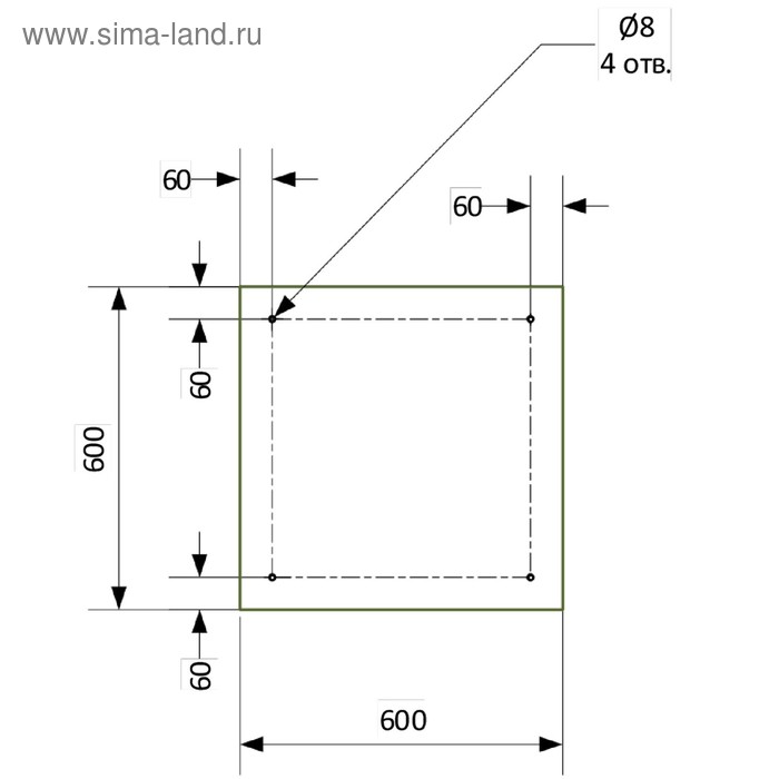 

Кухонный фартук, 600 × 600 мм, закалённое стекло 4 мм, 4 отверстия под крепёж