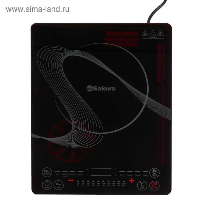 

Плитка индукционная Sakura SA-7155VS, 2000 Вт, 1 конфорка, 8 режимов, таймер, чёрная