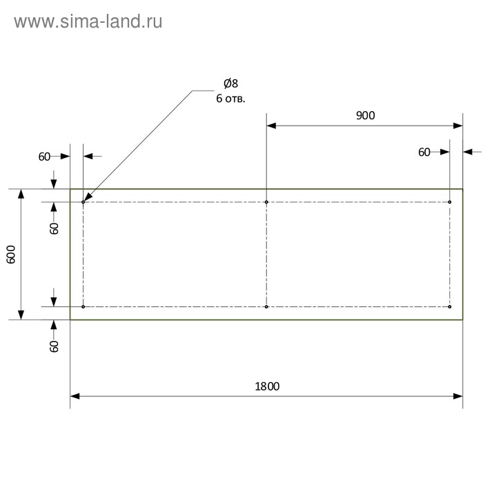 

Кухонный фартук 1800х600 мм, закалённое стекло 4 мм, 6 отверстий под крепёж, цвет АРТ718