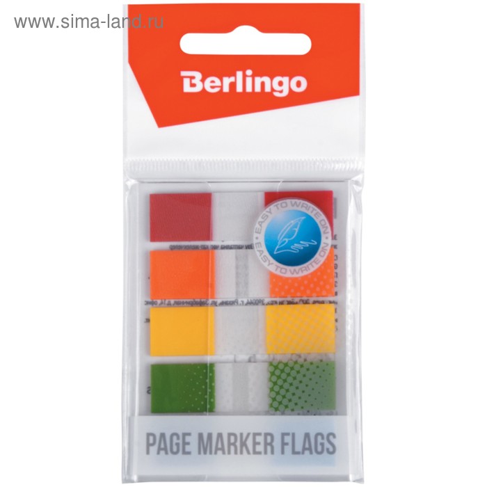 Закладки с клеевым краем 45х12мм, 5 цветов*20 листов Berlingo, неон