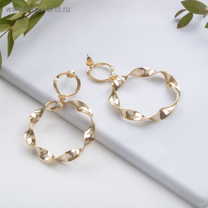 

Серьги металл "Атмосфера" два круга, цвет золото
