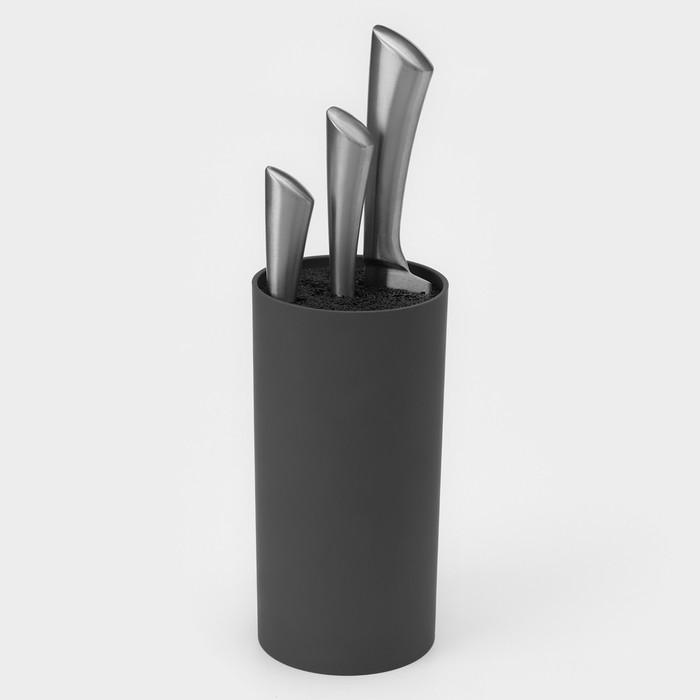 Подставка для ножей «Нео», 22×11 см, с наполнителем, покрытие Soft-touch, цвет серый