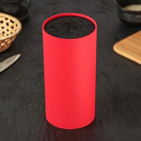 Подставка для ножей «Нео», 22×11 см, с наполнителем, покрытие Soft-touch, цвет красный