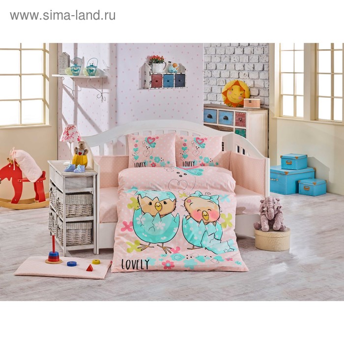 Комплект в кроватку Lovely, 10 предметов, цвет персиковый, поплин