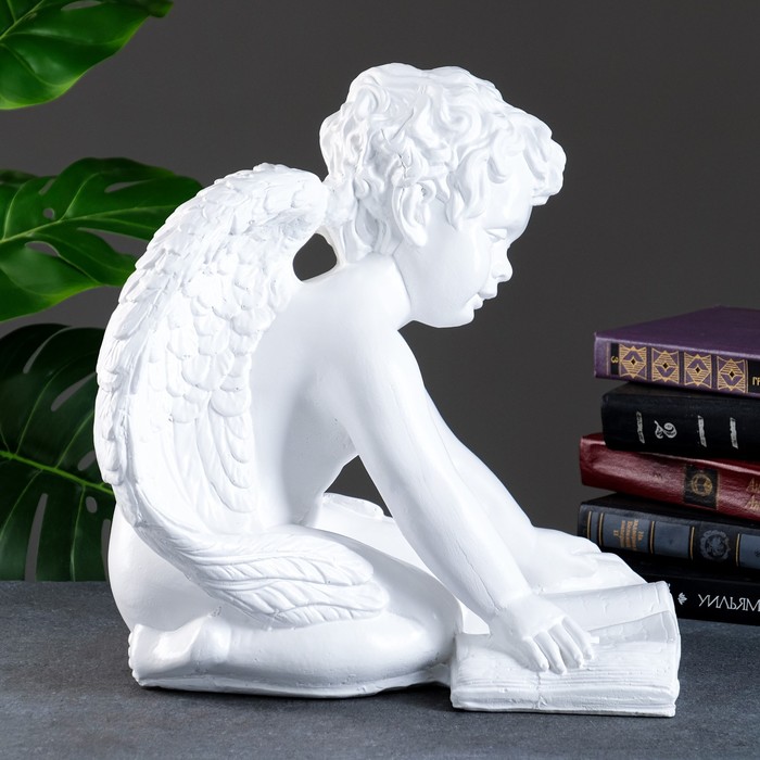 фото Фигура "ангел сидя большой читающий" белый, 34х36х29см хорошие сувениры