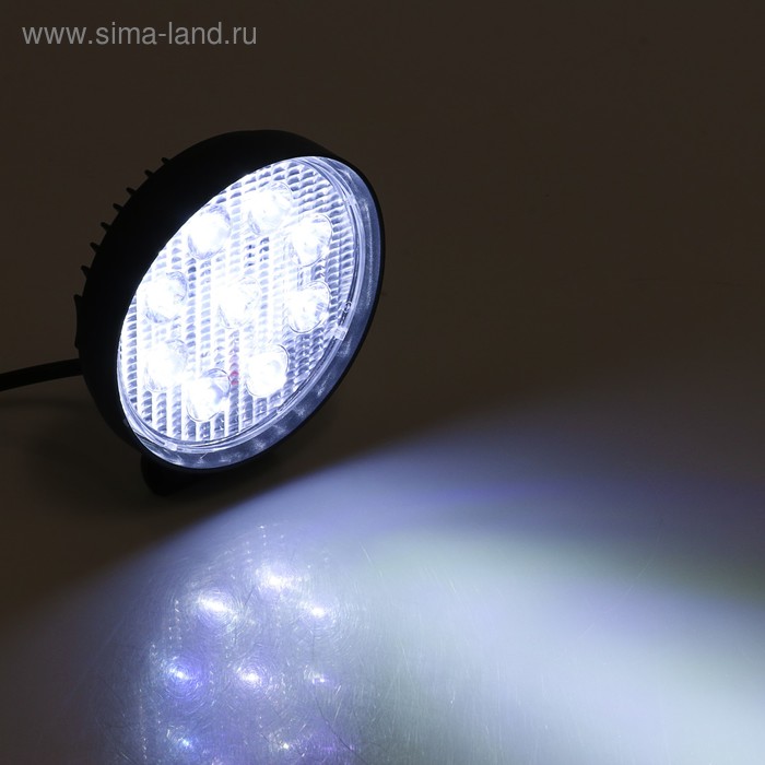 цена Противотуманная фара, 12 В, 9 LED, IP67, 27 Вт, 1890 Лм, 5000 К, направленный свет