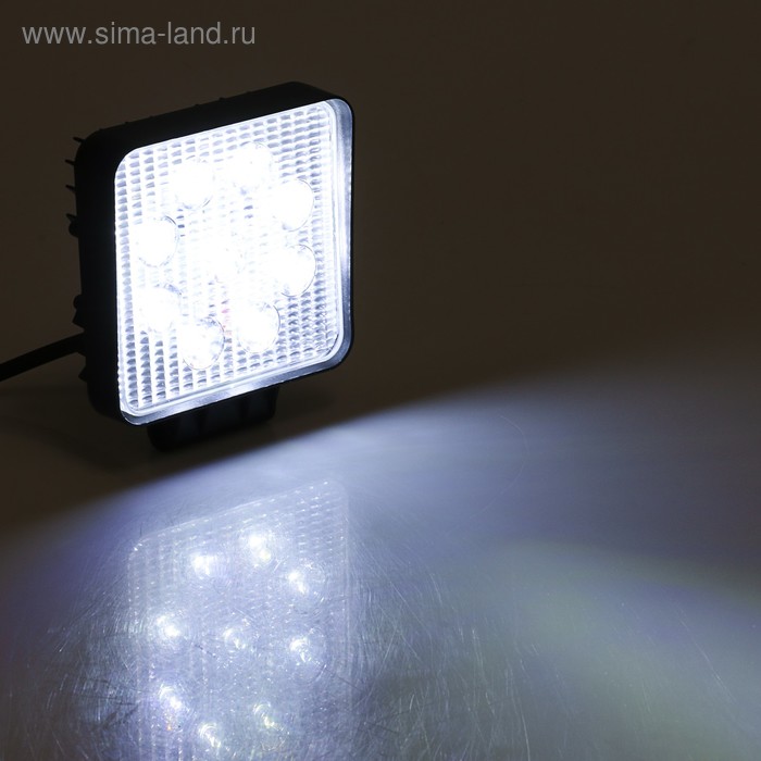 цена Противотуманная фара, 12 В, 9 LED, IP67, 27 Вт, 1890 Лм, 5000 К, направленный свет