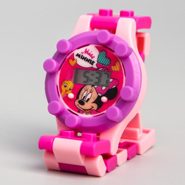 Часы наручные лего, Минни Маус, с ремешком-конструктором disney часы наручные лего минни маус с ремешком конструктором