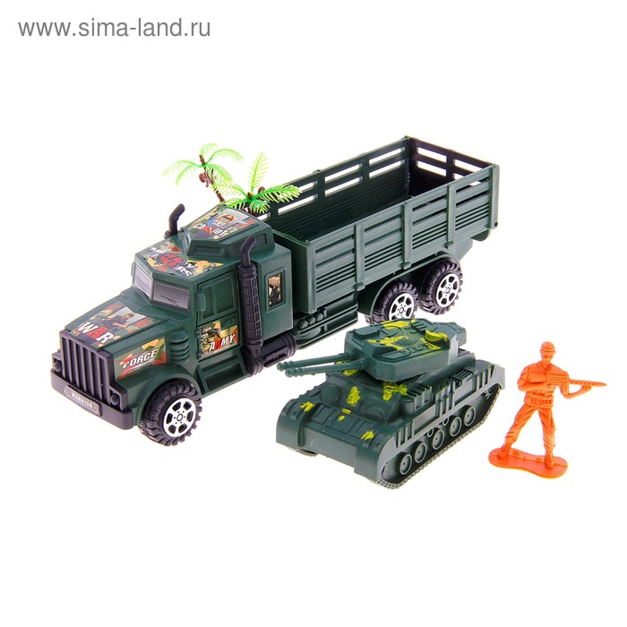 Машина инерционная «Военная», с танком и солдатиком, в пакете