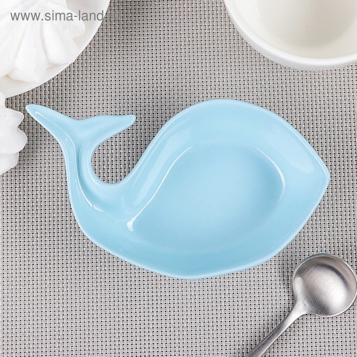 

Блюдо керамическое «Кит», 13×7×3 см, цвет голубой