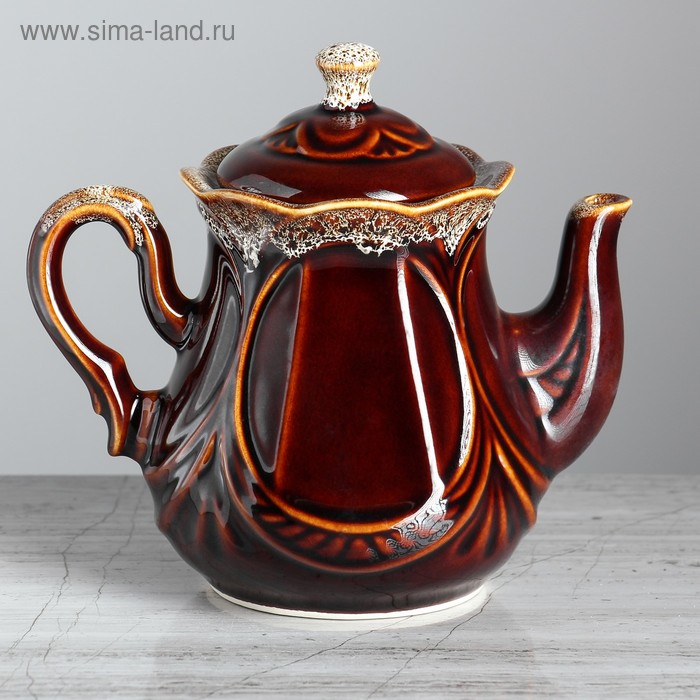 фото Чайник для заварки "ажур" коричневый, 0.6 л керамика ручной работы
