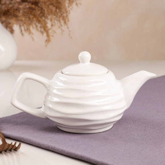 фото Чайник для заварки "волна", белый, 0.5 л керамика ручной работы