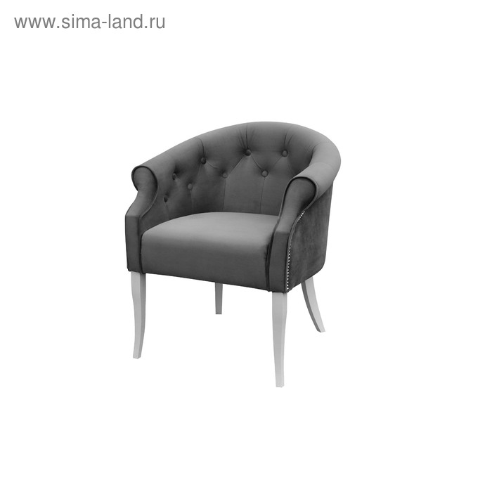 Кресло «Милан», ткань велюр, молдинг никель, опоры белые, цвет грей