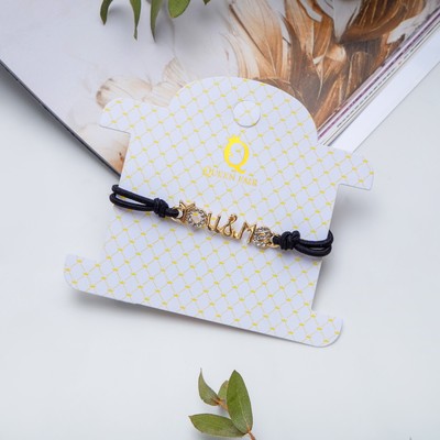 Браслет ассорти "На резинке" ты и я, цвет чёрный в золоте