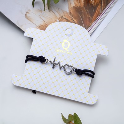 Браслет ассорти "На резинке" биение сердца, цвет чёрный в серебре