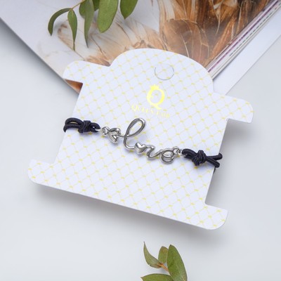 Браслет ассорти "На резинке" любовь, цвет чёрный в серебре