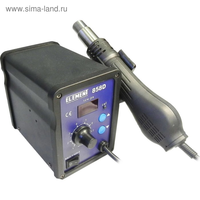 

Паяльный фен ELEMENT 858D, цифровая индикация, 650 Вт, 100-480 °С, 220 В, 120 л/мин, 74 Ом