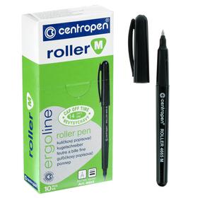 Ручка-роллер, 0.7 мм, линия 0.6 мм, Centropen 4665, одноразовая, черная, картонная упаковка Ош