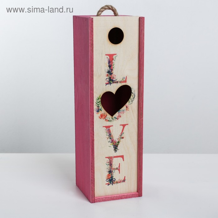 фото Ящик под бутылку love, 11 × 33 × 11 см дарите счастье