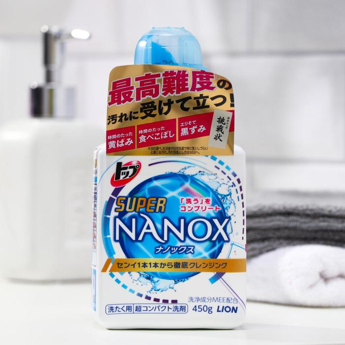 

Жидкое средство для стирки Lion Top Super Nanox, гель, для белых и цветных тканей, 450 мл