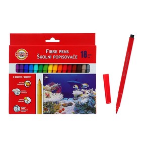 Фломастеры 18 цветов Koh-I-Noor 7710/18 Рыбки, смываемые, трёхгранные, картонная упаковка, европодвес