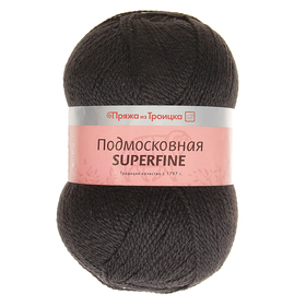 

Пряжа " Подмосковная SUPERFINE" 50% шерсть, 50% акрил 460м/100гр (0140 черный)