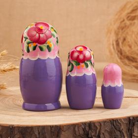 

Матрёшка «Цветочек», розовый платок, 3 кукольная, 10 см