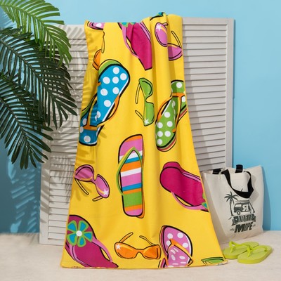 Полотенце пляжное Этель 70*140 см, Сандали на жёлтом, микрофибра 250гр/м2