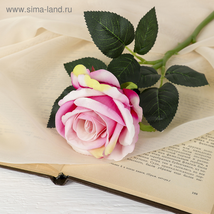 цена Цветы искусственные Роза венесуэльская 8х23 см, розовый