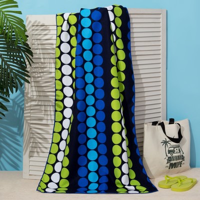 Полотенце пляжное Этель 70*140 см, Круги на черном, микрофибра 250гр/м2