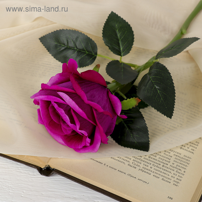 цена Цветы искусственные Роза венесуэльская 8х23 см, фиолетовый