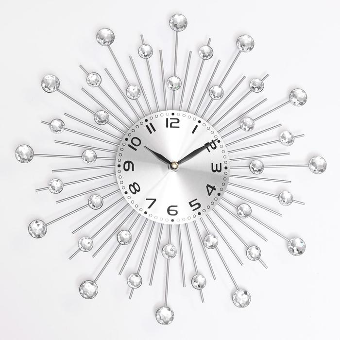 Часы настенные, серия: Ажур, Кристалы, плавный ход, d-35 см, циферблат 13 см часы настенные серия ажур цветы сакуры плавный ход d 38 см циферблат 13 см