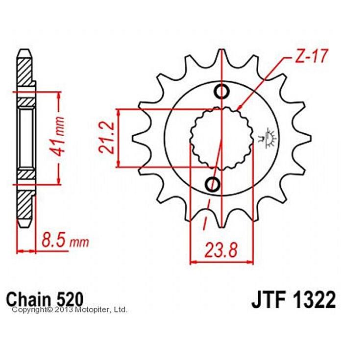 фото Звезда передняя, ведущая jtf1322, стальная, цепь 520, 14 зубьев jt sprockets